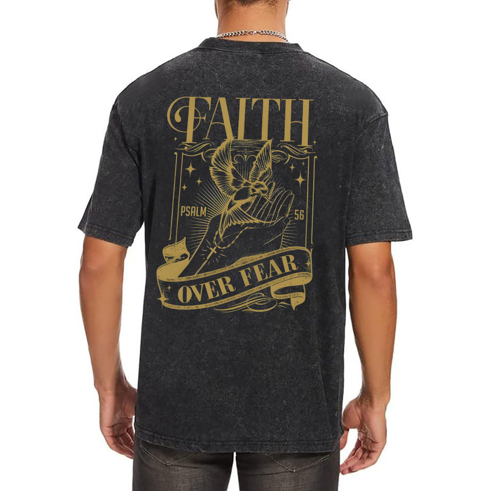 Faith Over Fear Christian Washed T-Shirt Sale - GuidingCross