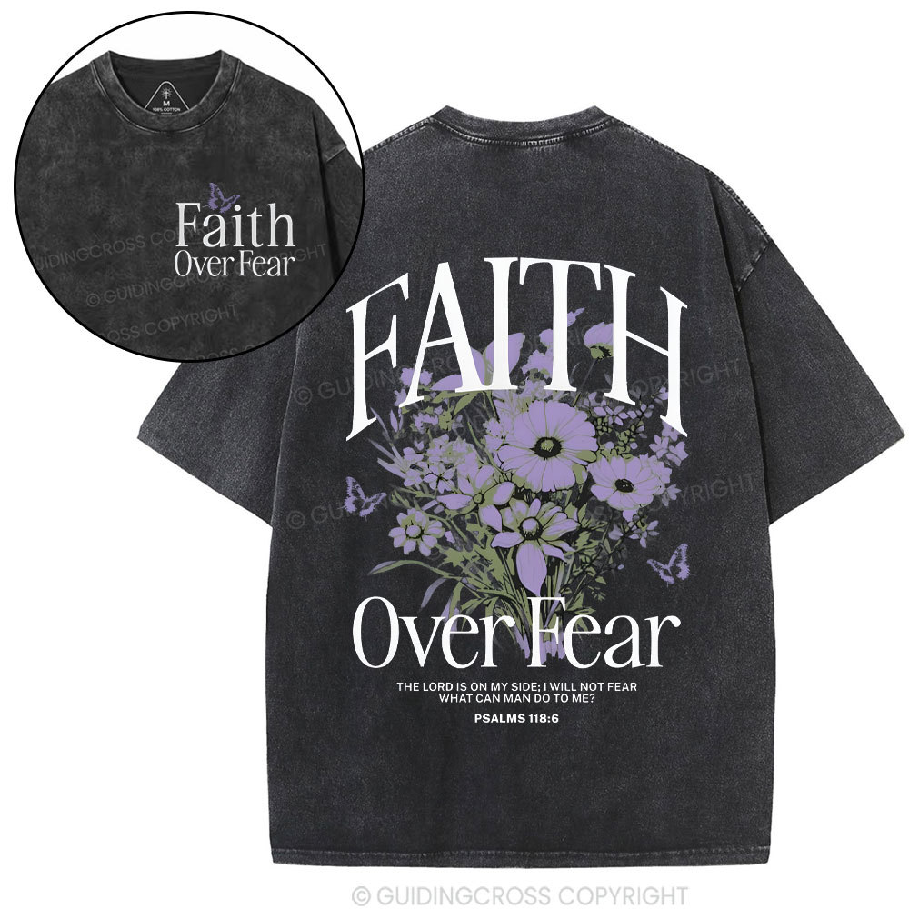 Faith Over Fear Christian Washed T-Shirt