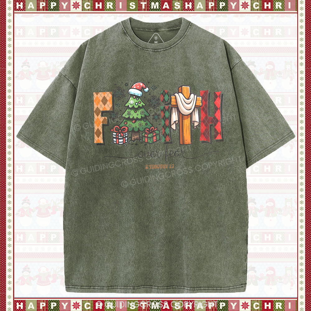 Faith Over Fear Christian Washed T-Shirt