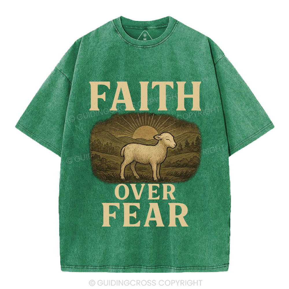 Faith Over Fear Christian Washed T-Shirt