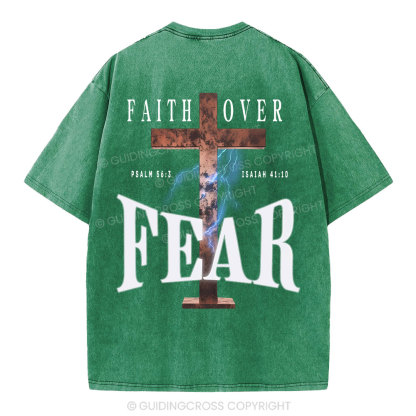 Faith Over Fear Christian Washed T-Shirt