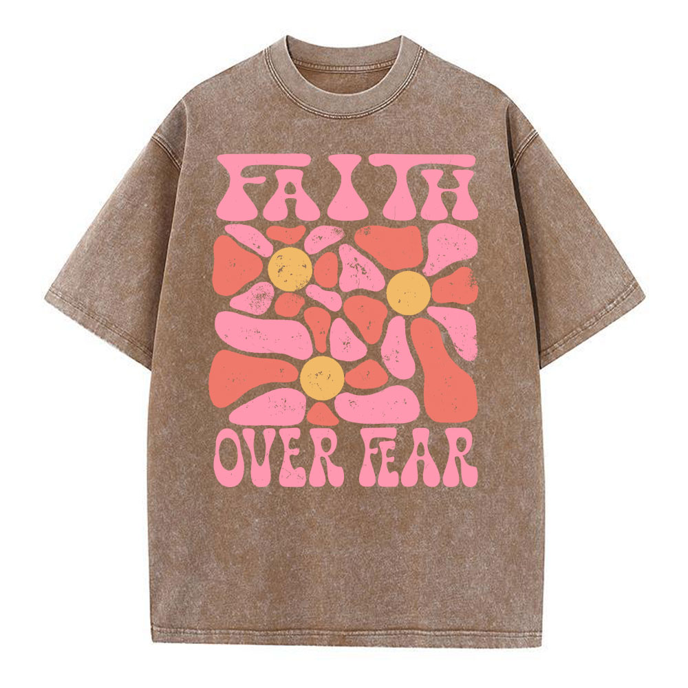 Faith Over Fear Christian Washed T-Shirt