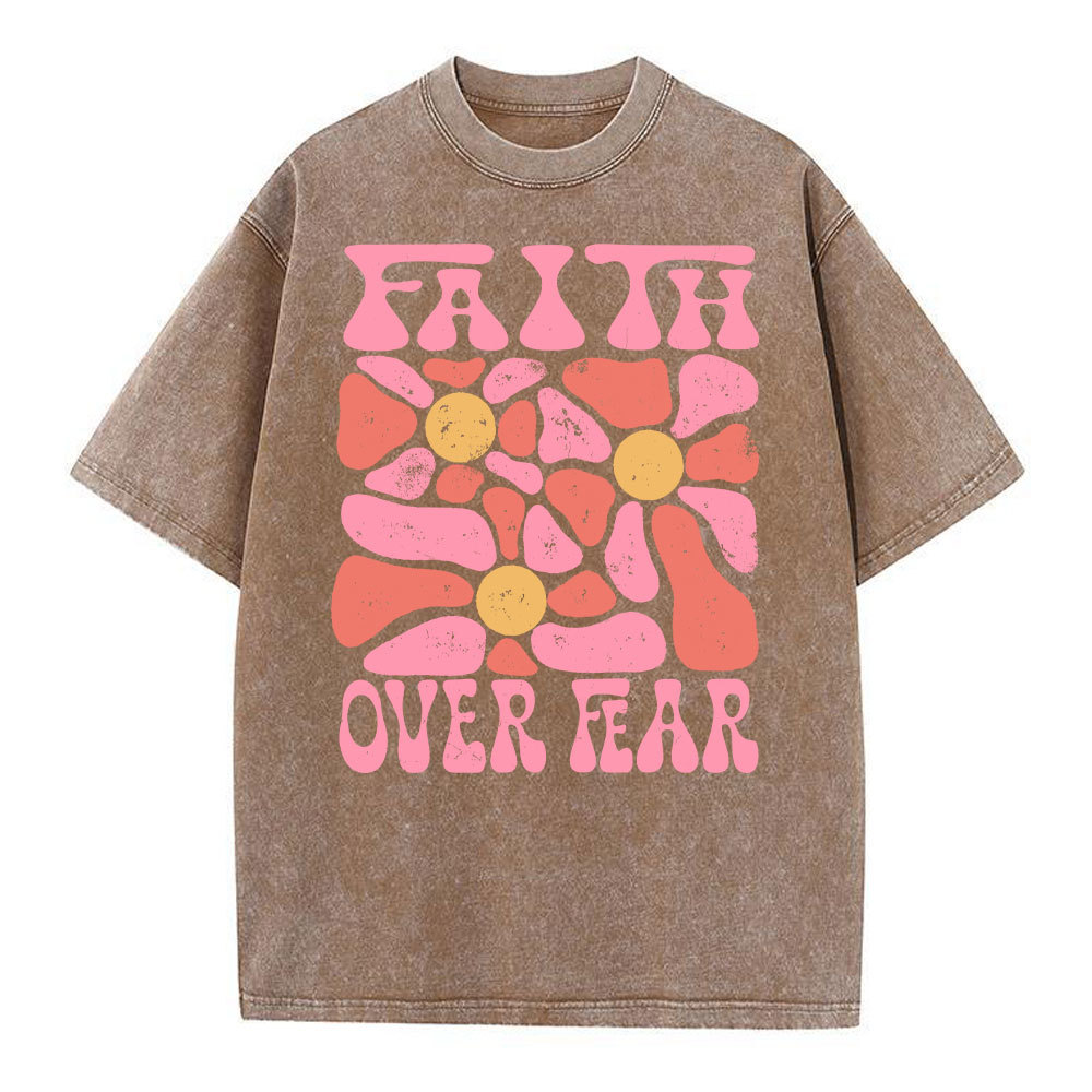 Faith Over Fear Christian Washed T-Shirt