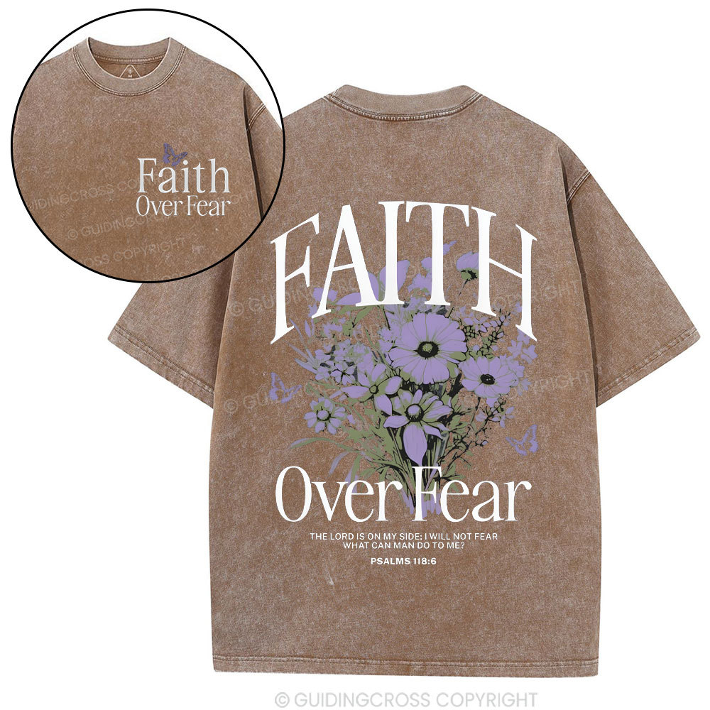 Faith Over Fear Christian Washed T-Shirt