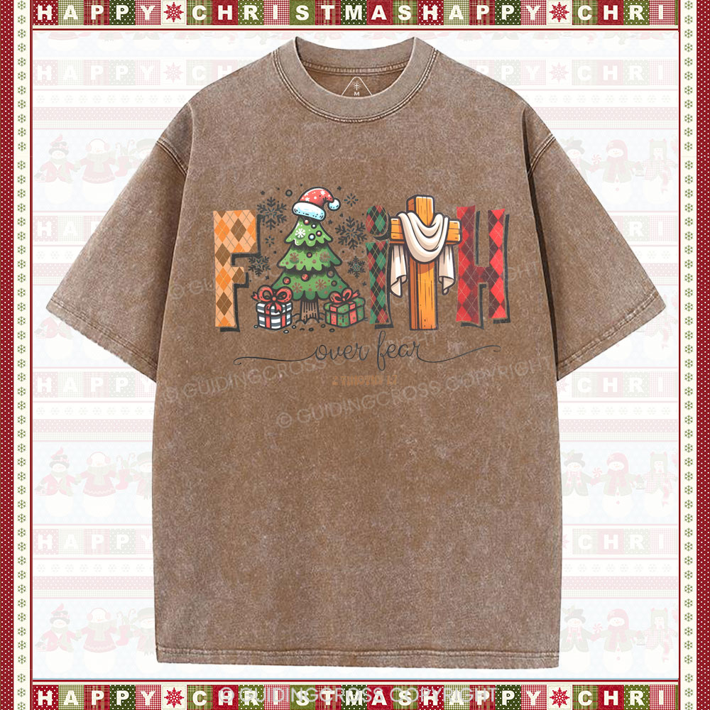 Faith Over Fear Christian Washed T-Shirt