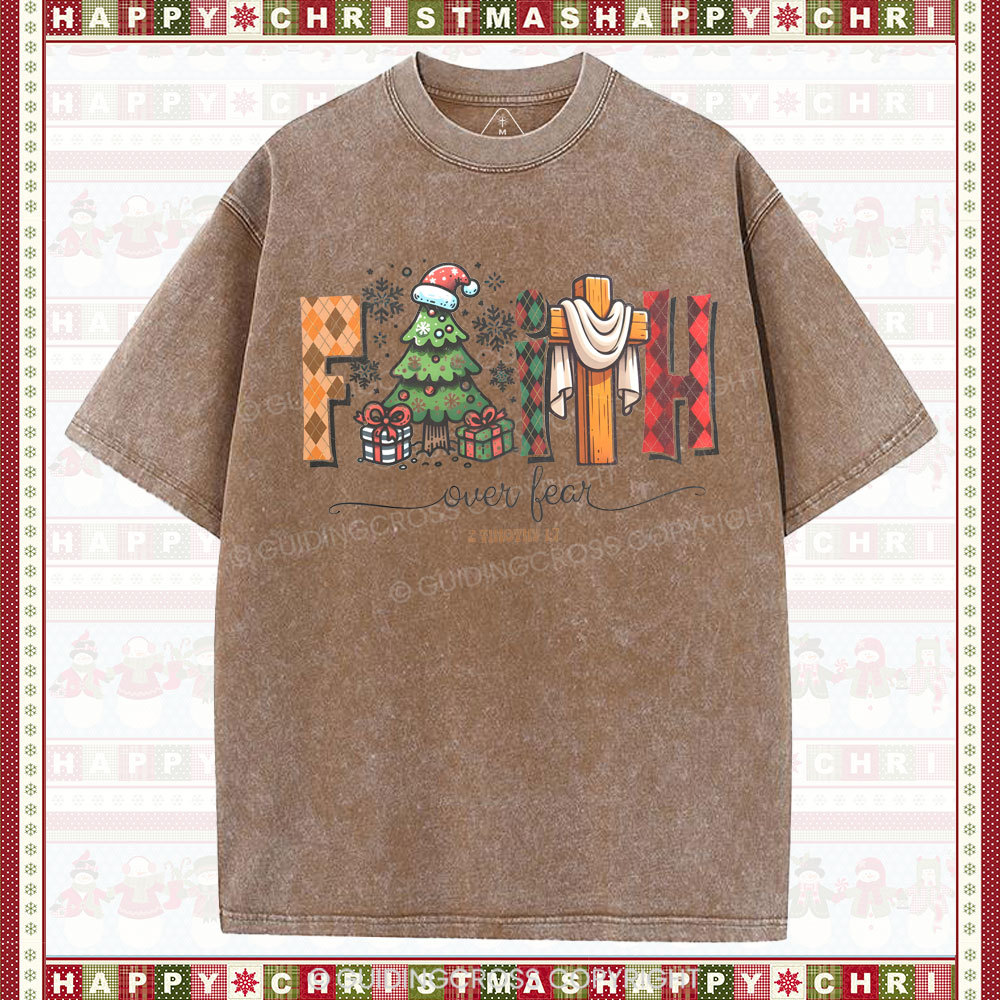 Faith Over Fear Christian Washed T-Shirt