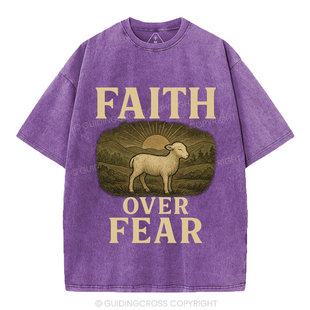 Faith Over Fear Christian Washed T-Shirt