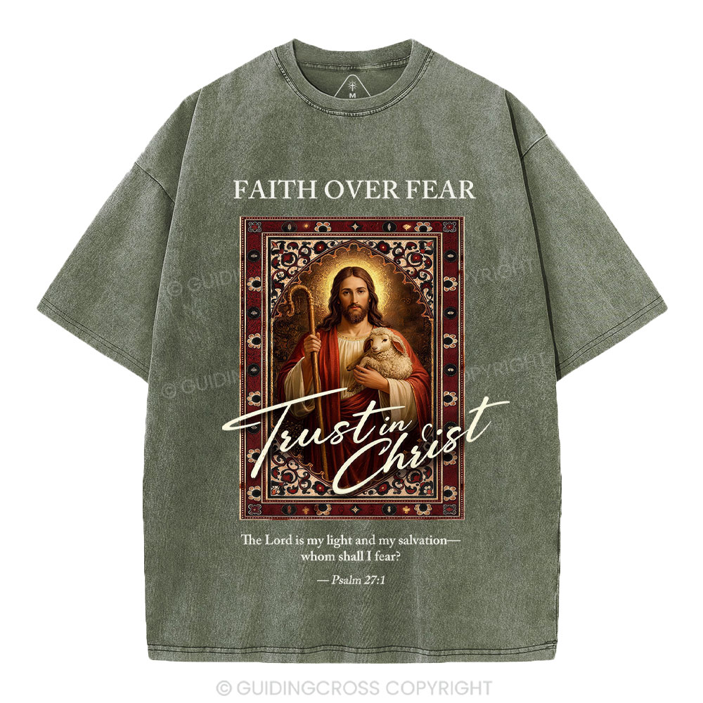 Faith Over Fear Christian Washed T-Shirt