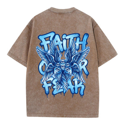 Faith Over Fear Christian Washed T-Shirt