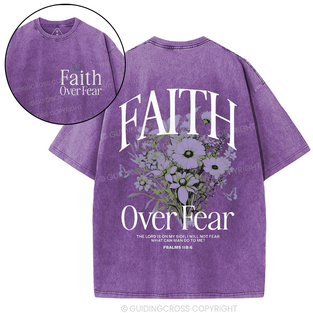 Faith Over Fear Christian Washed T-Shirt