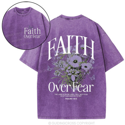 Faith Over Fear Christian Washed T-Shirt