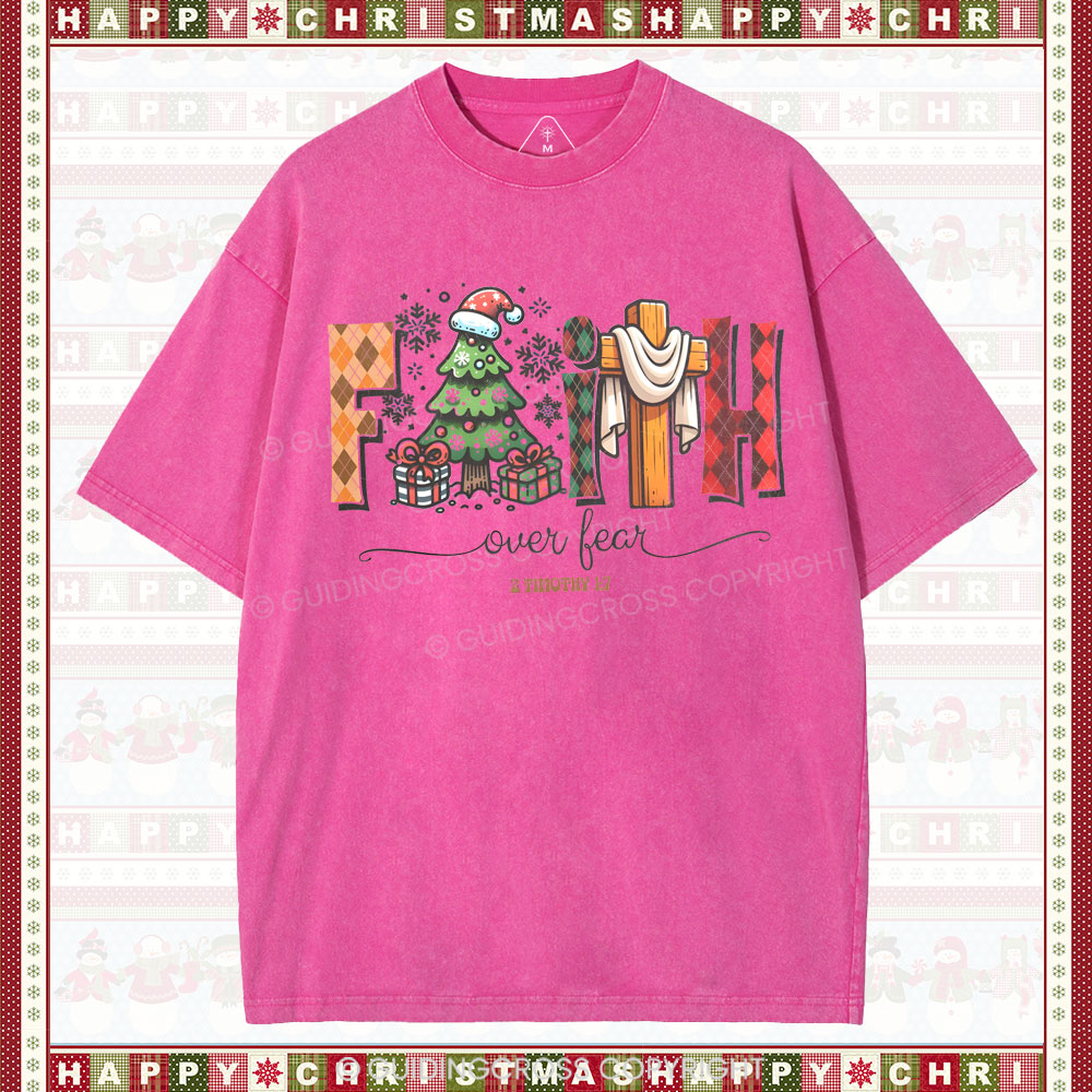 Faith Over Fear Christian Washed T-Shirt
