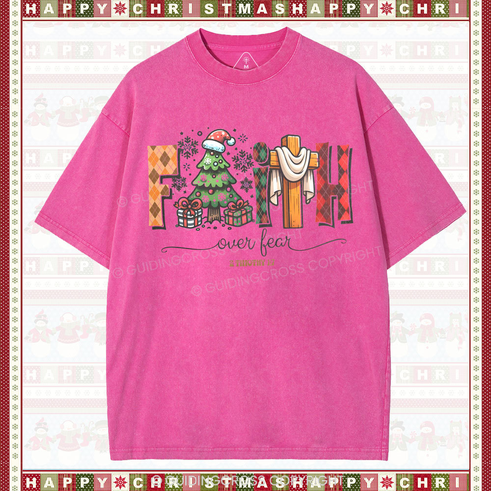 Faith Over Fear Christian Washed T-Shirt