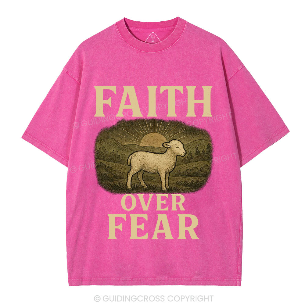Faith Over Fear Christian Washed T-Shirt