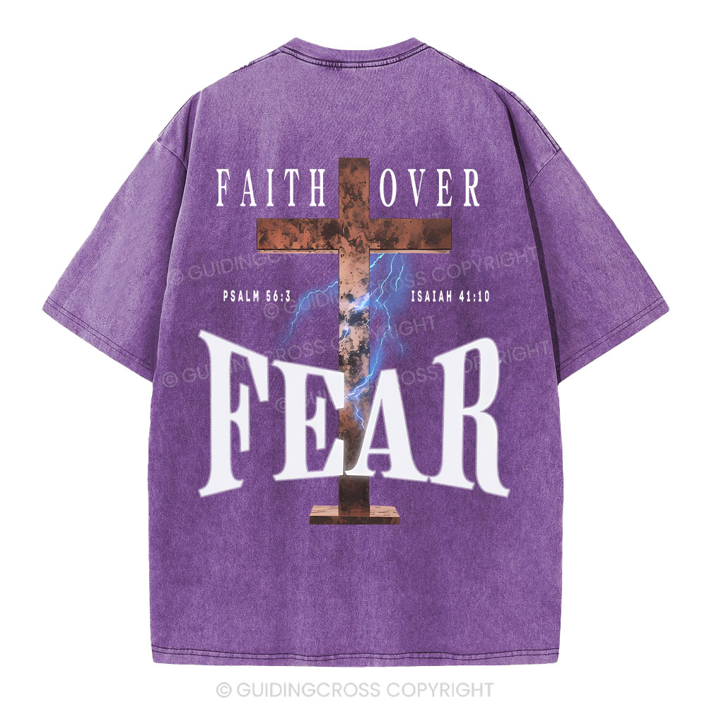 Faith Over Fear Christian Washed T-Shirt
