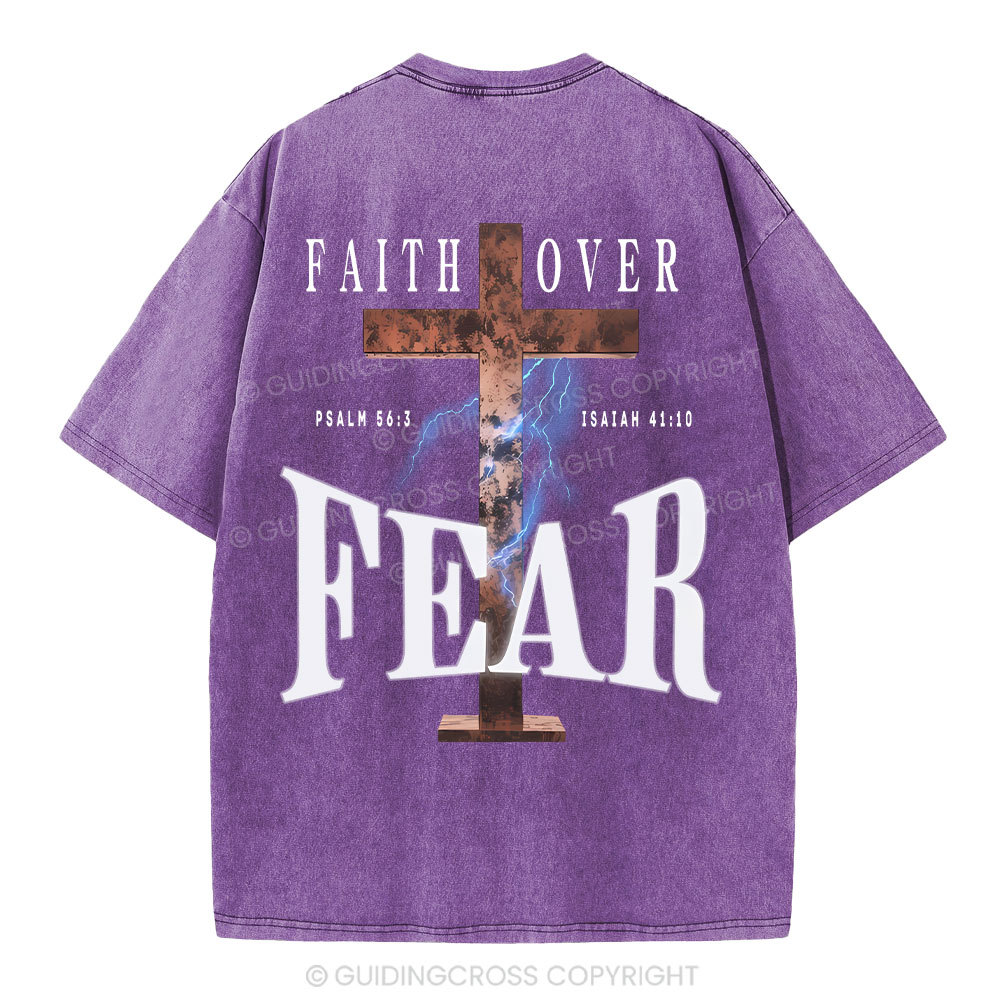 Faith Over Fear Christian Washed T-Shirt