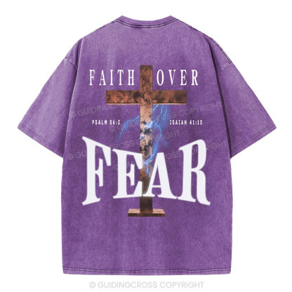 Faith Over Fear Christian Washed T-Shirt