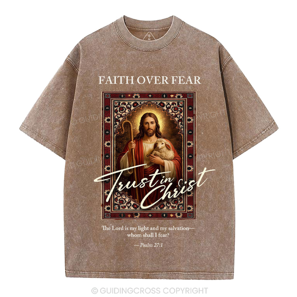 Faith Over Fear Christian Washed T-Shirt