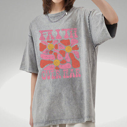 Faith Over Fear Christian Washed T-Shirt