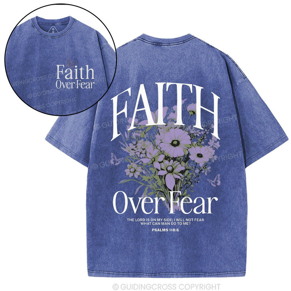 Faith Over Fear Christian Washed T-Shirt