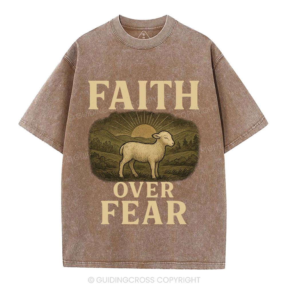 Faith Over Fear Christian Washed T-Shirt