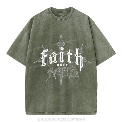 Faith Over Fear Christian Washed T-Shirt