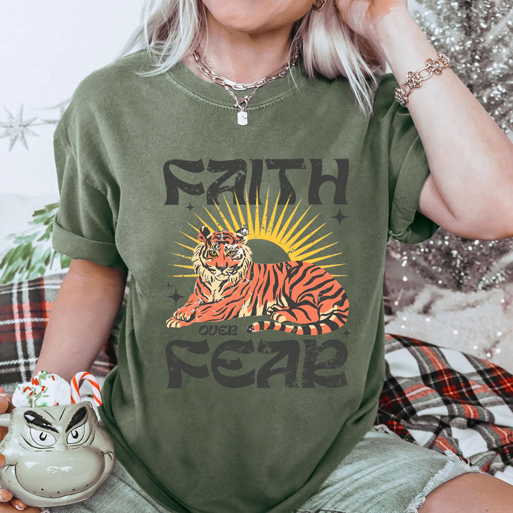 Faith Over Fear Christian Washed T-Shirt