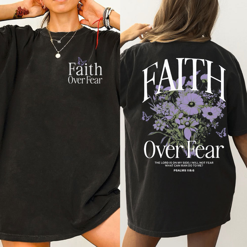 Faith Over Fear Christian Washed T-Shirt