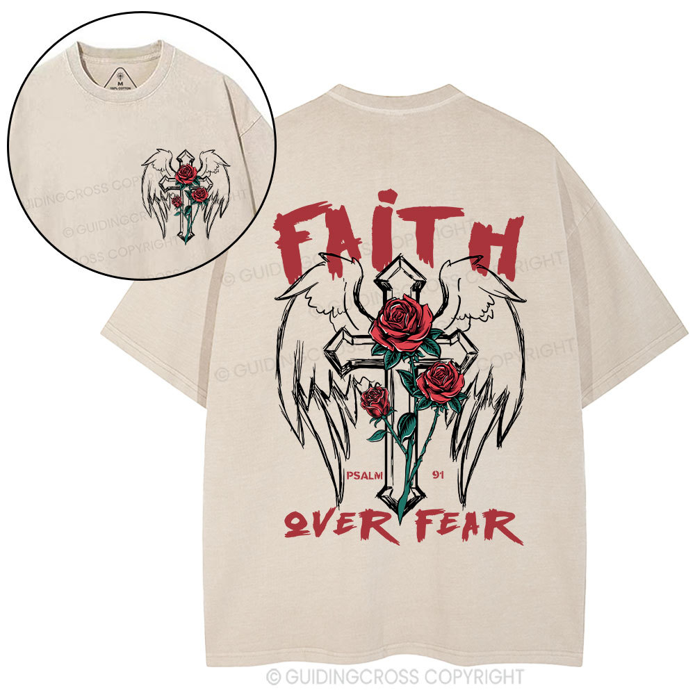 Faith Over Fear Christian Washed T-Shirt