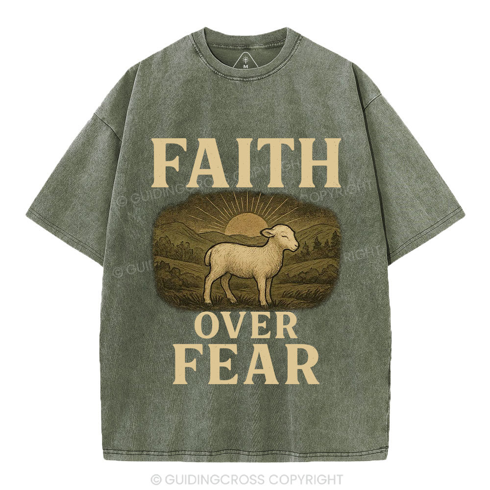 Faith Over Fear Christian Washed T-Shirt
