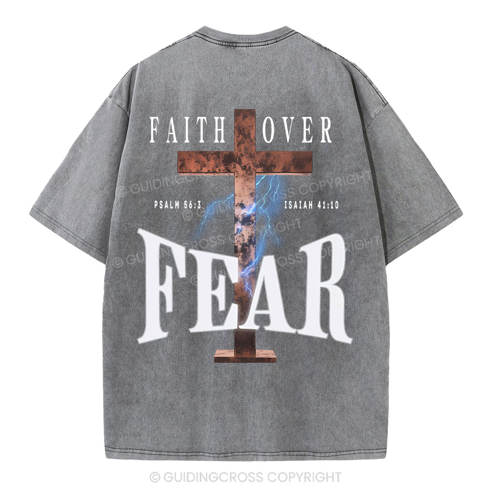 Faith Over Fear Christian Washed T-Shirt