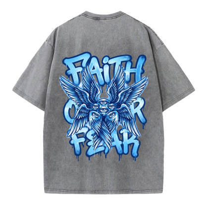 Faith Over Fear Christian Washed T-Shirt