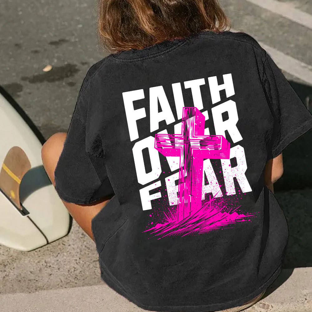 Faith Over Fear Christian Washed T-Shirt