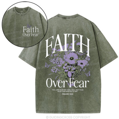 Faith Over Fear Christian Washed T-Shirt