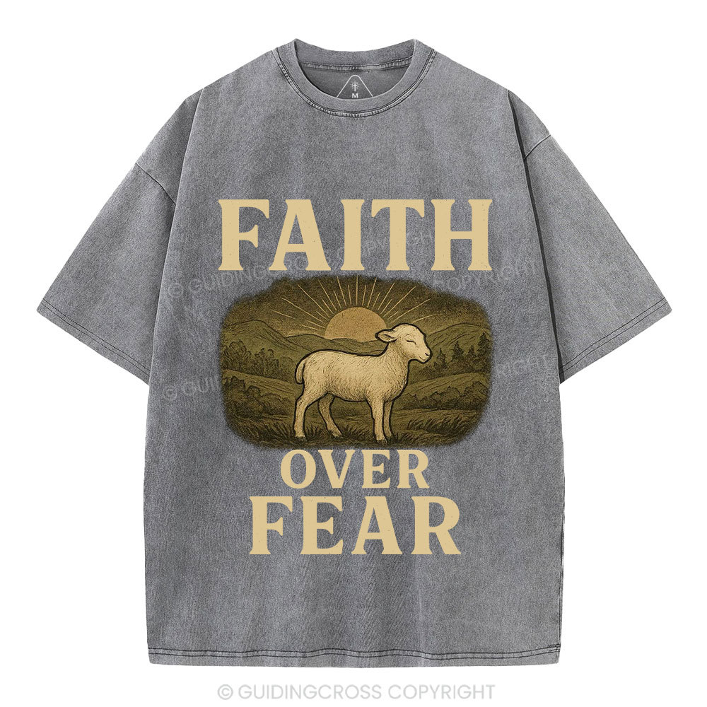 Faith Over Fear Christian Washed T-Shirt