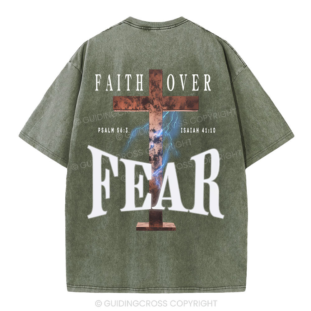 Faith Over Fear Christian Washed T-Shirt