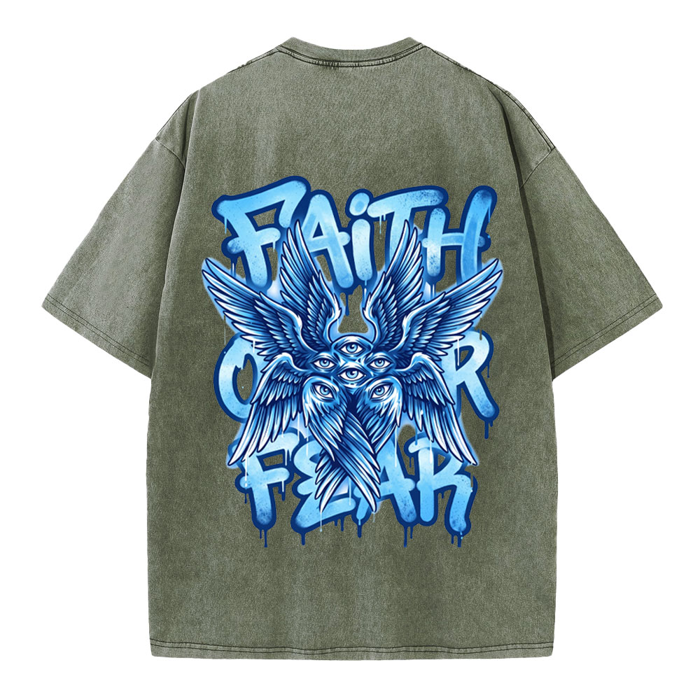 Faith Over Fear Christian Washed T-Shirt