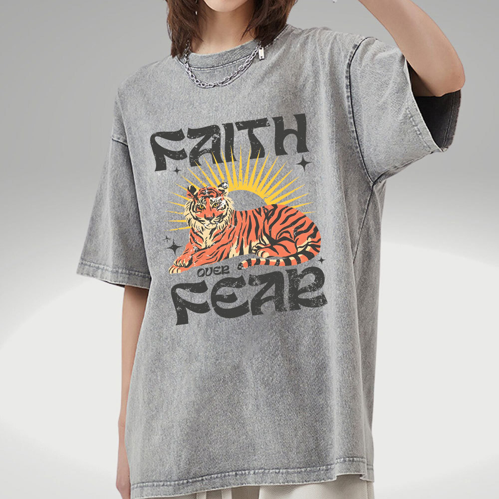 Faith Over Fear Christian Washed T-Shirt