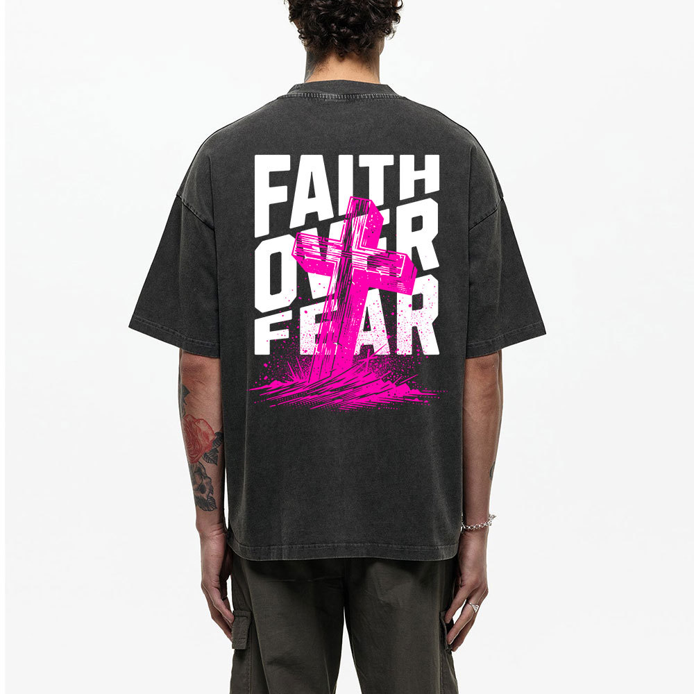 Faith Over Fear Christian Washed T-Shirt
