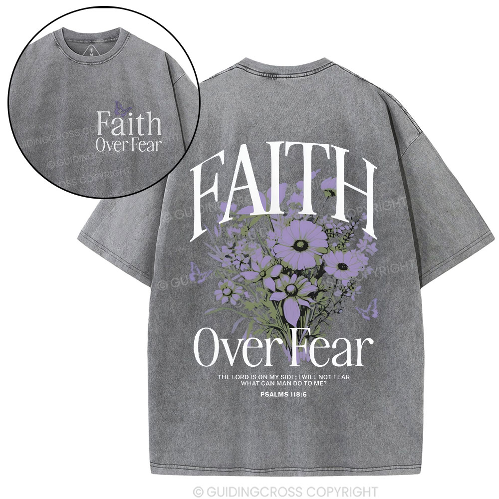 Faith Over Fear Christian Washed T-Shirt