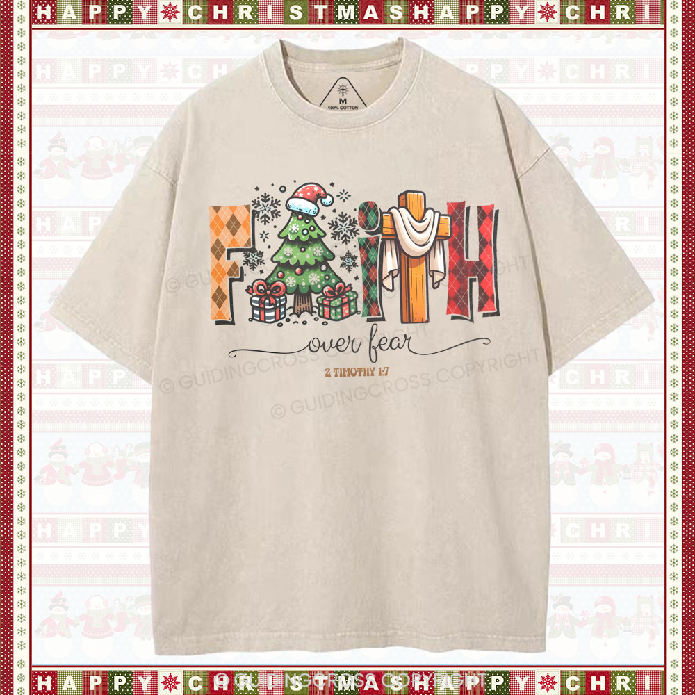 Faith Over Fear Christian Washed T-Shirt