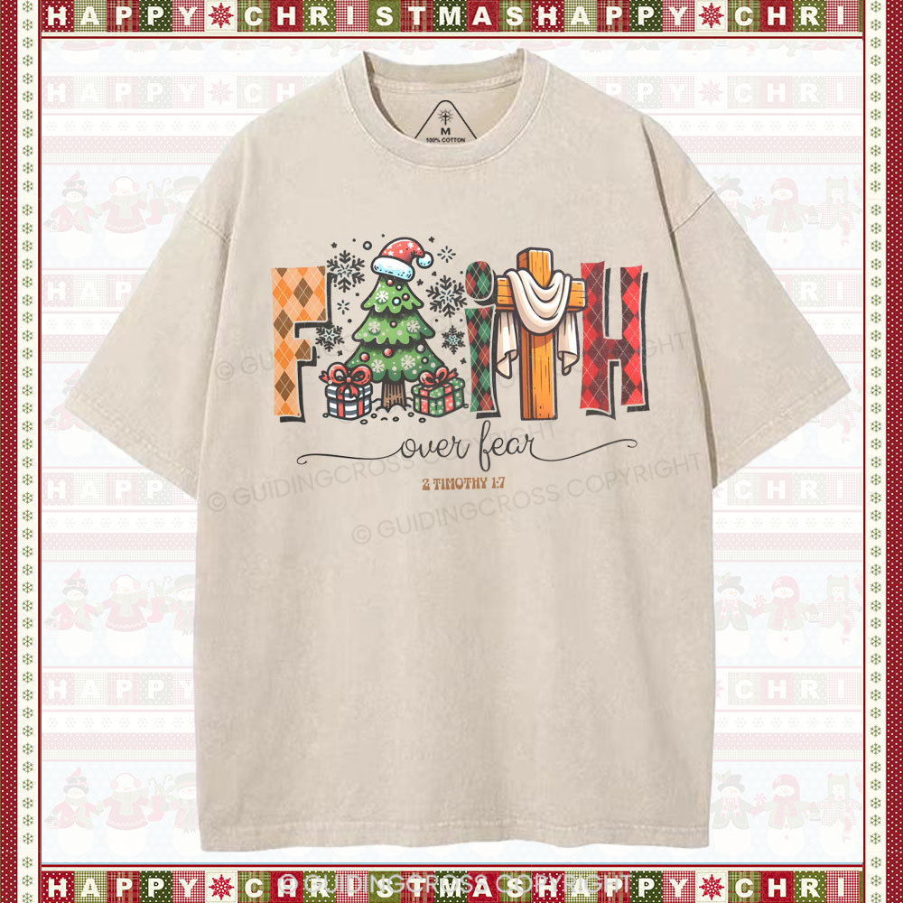 Faith Over Fear Christian Washed T-Shirt