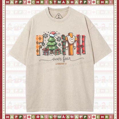 Faith Over Fear Christian Washed T-Shirt