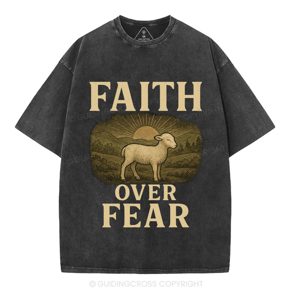 Faith Over Fear Christian Washed T-Shirt