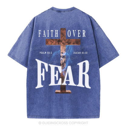 Faith Over Fear Christian Washed T-Shirt