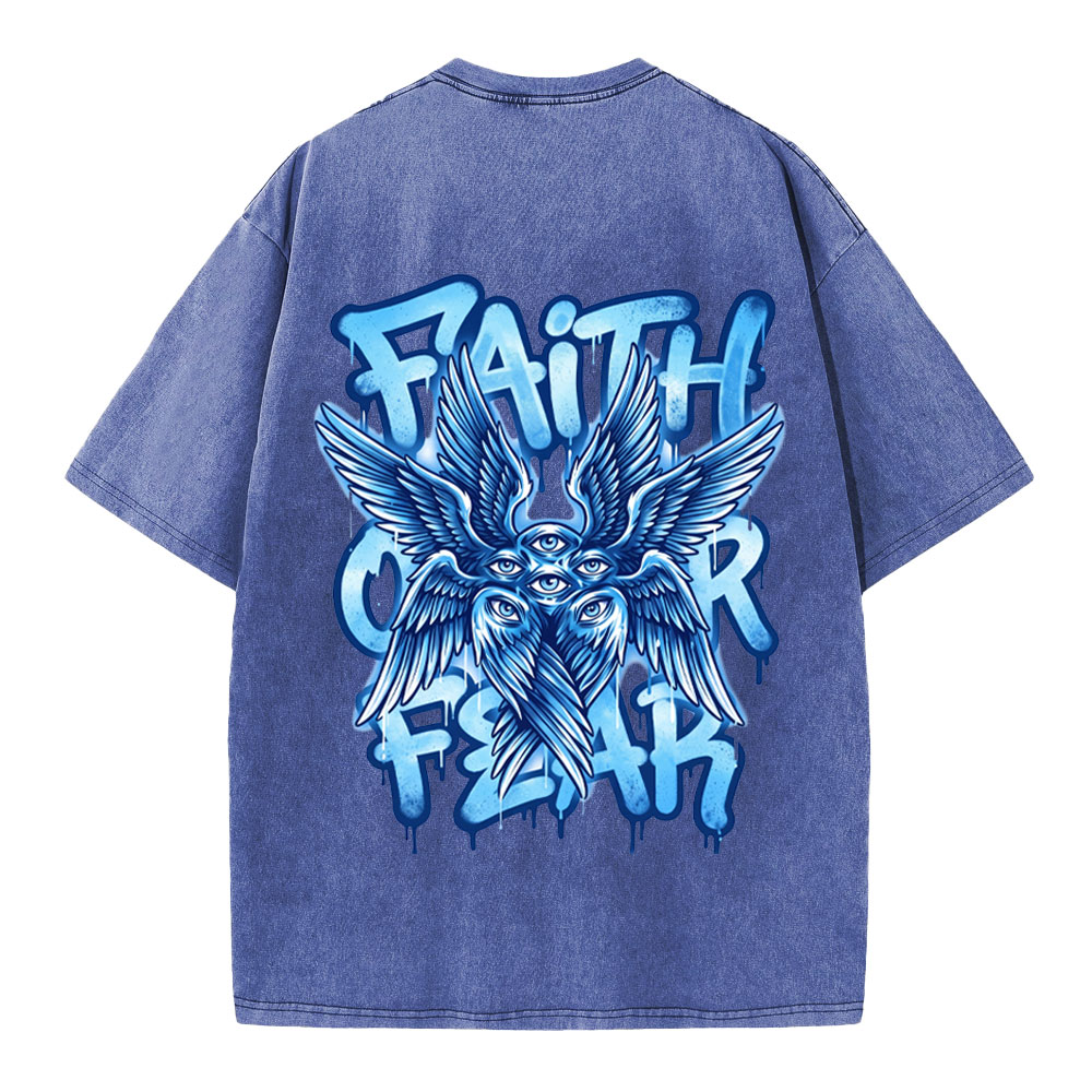 Faith Over Fear Christian Washed T-Shirt