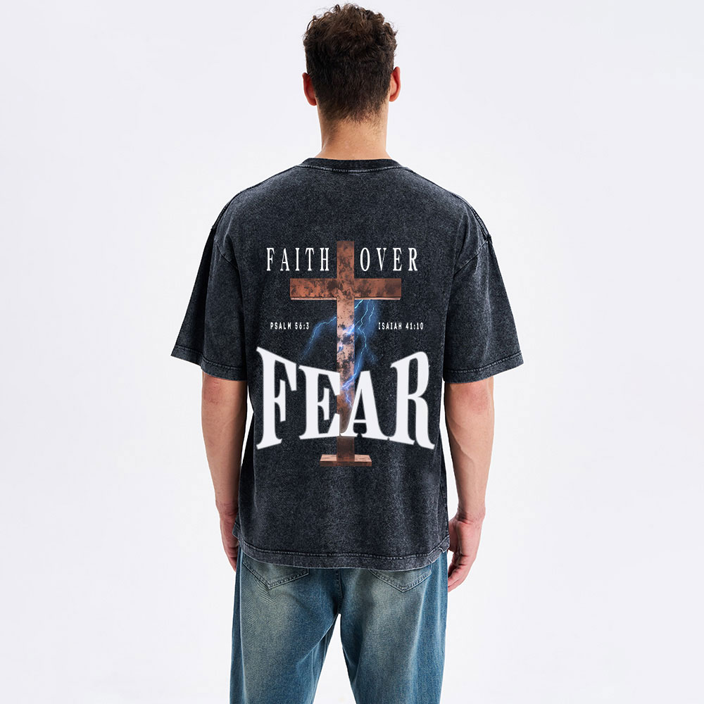 Faith Over Fear Christian Washed T-Shirt