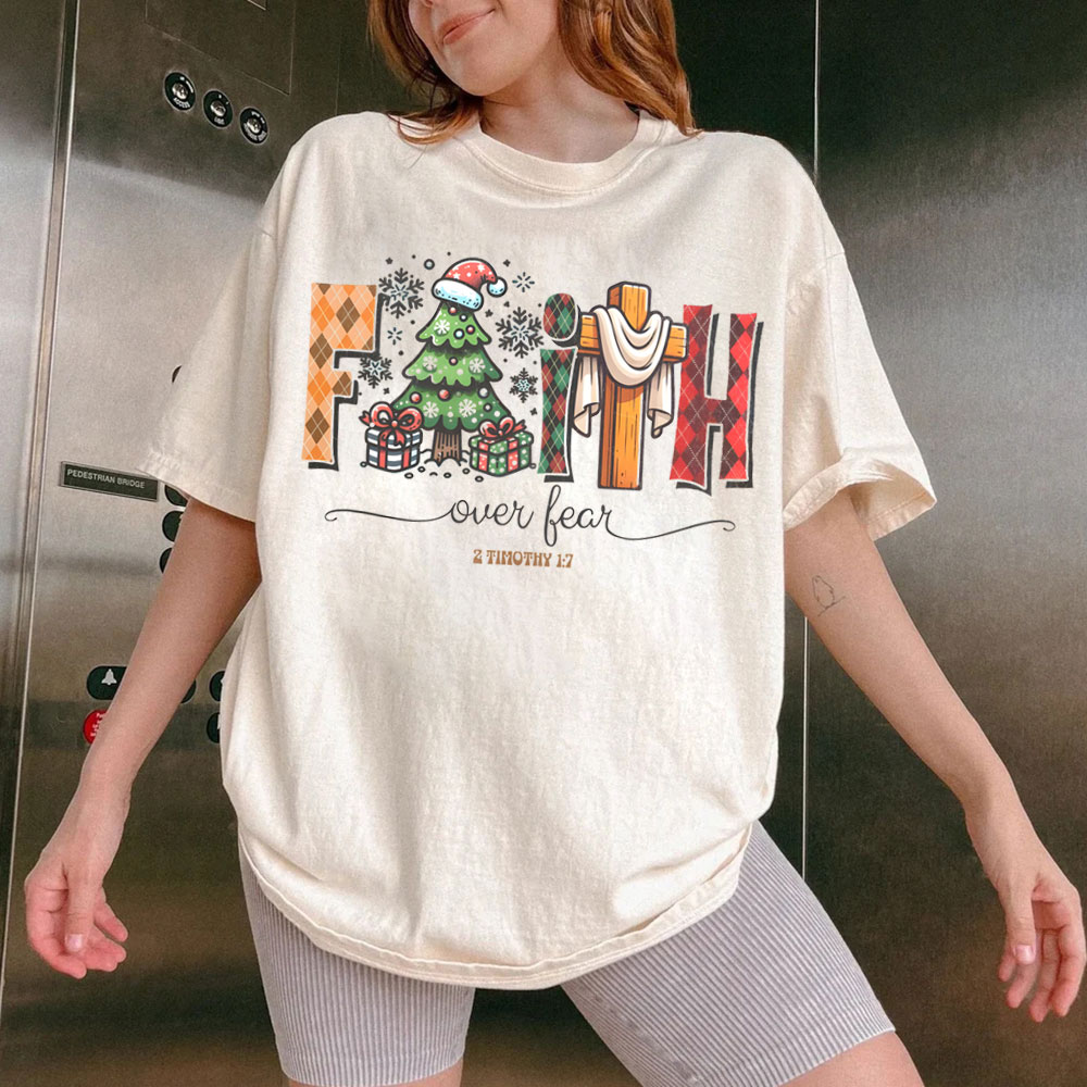 Faith Over Fear Christian Washed T-Shirt