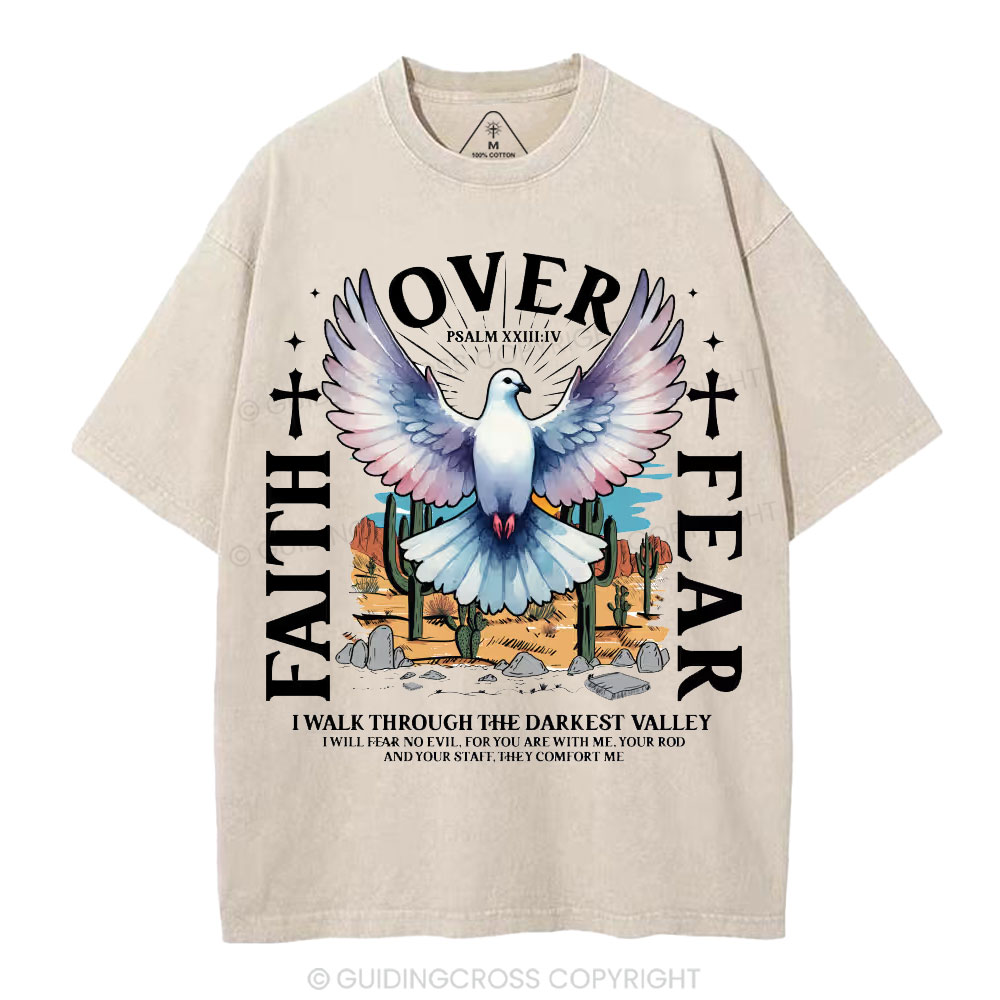 Faith Over Fear Christian Washed T-Shirt