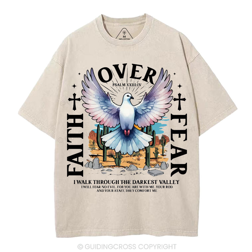 Faith Over Fear Christian Washed T-Shirt